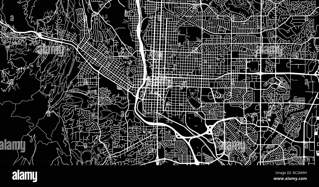 Urban vector city map of Colorado Springs, Colorado, United States of America Stock Vector