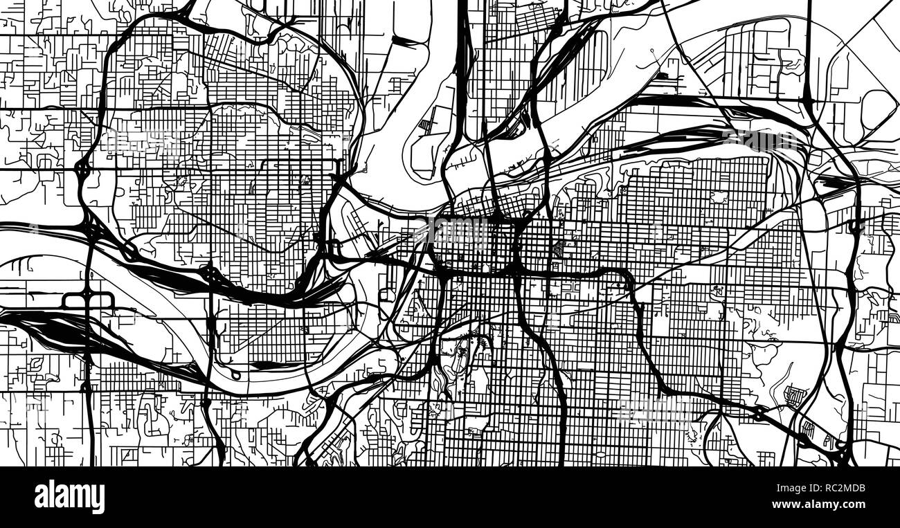 Urban vector city map of Kansas City, Missouri, United States of