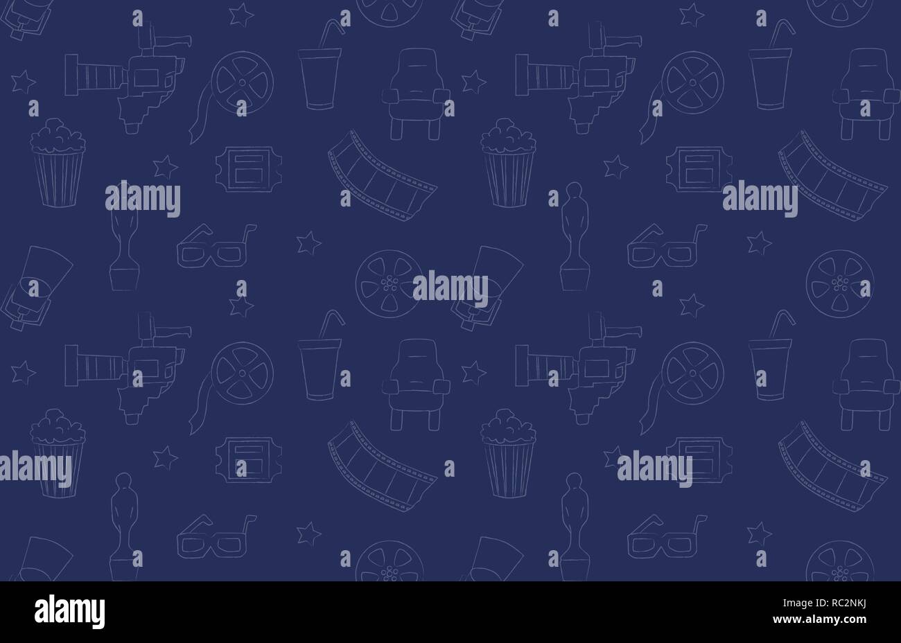 Seamless vector pattern with movie elements Stock Vector