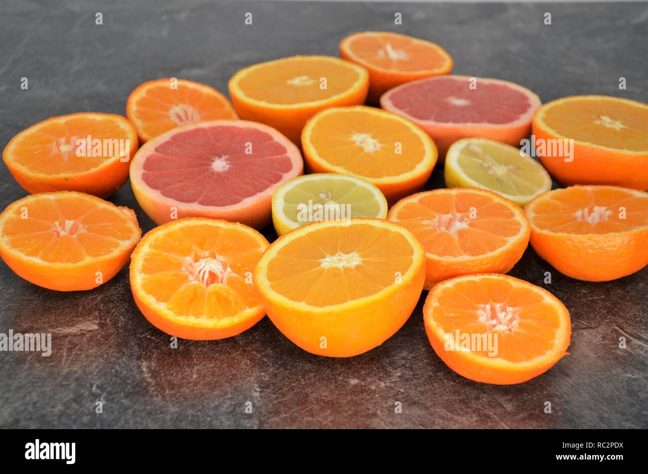 orange lemon fruit slices Stock Photo