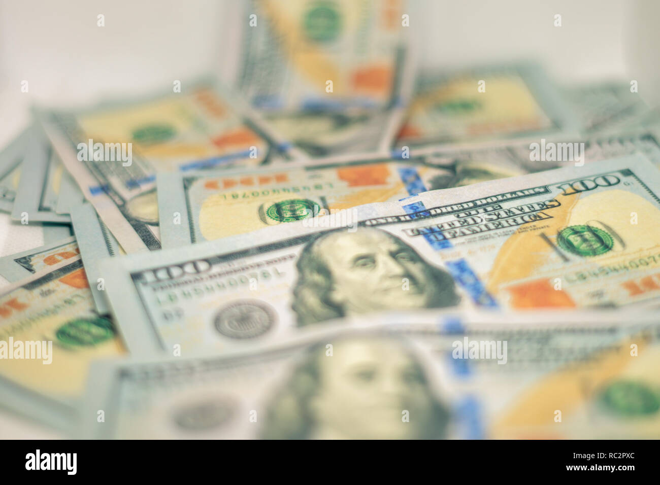 Savings in cash, one hundred dollar bills Stock Photo
