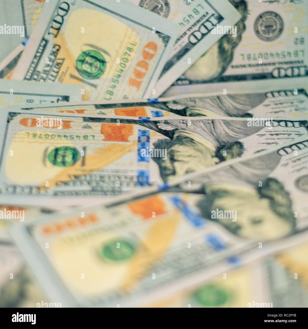 US dollars one hundred dollar bill background Stock Photo