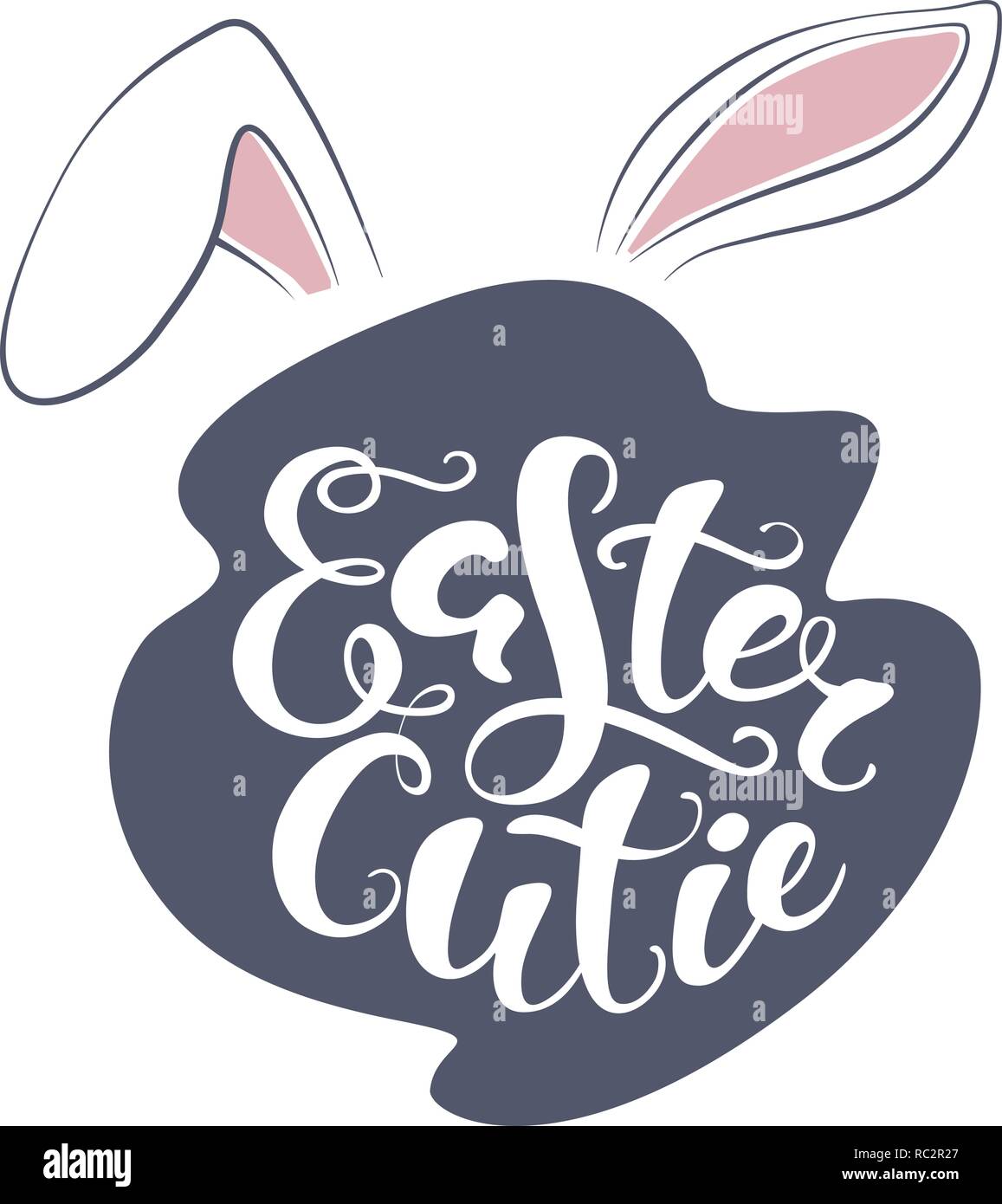 Download Vector Happy Easter bunny lettering card. quote to design ...