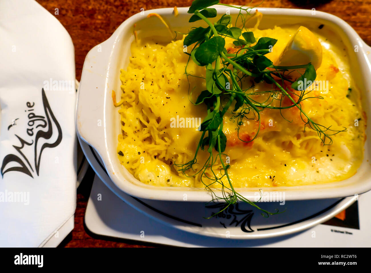 Fish Pie  seaside meal at the Magpie Café Whitby North Yorkshire UK Stock Photo