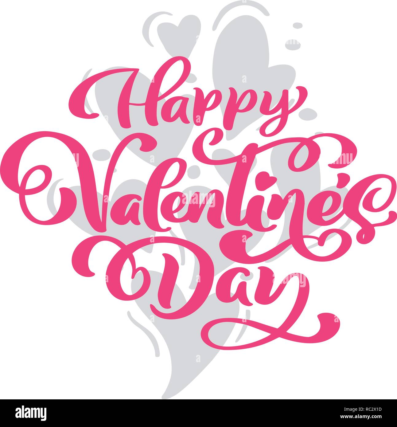 Calligraphy phrase Happy Valentine s Day with Hearts. Vector Valentines ...
