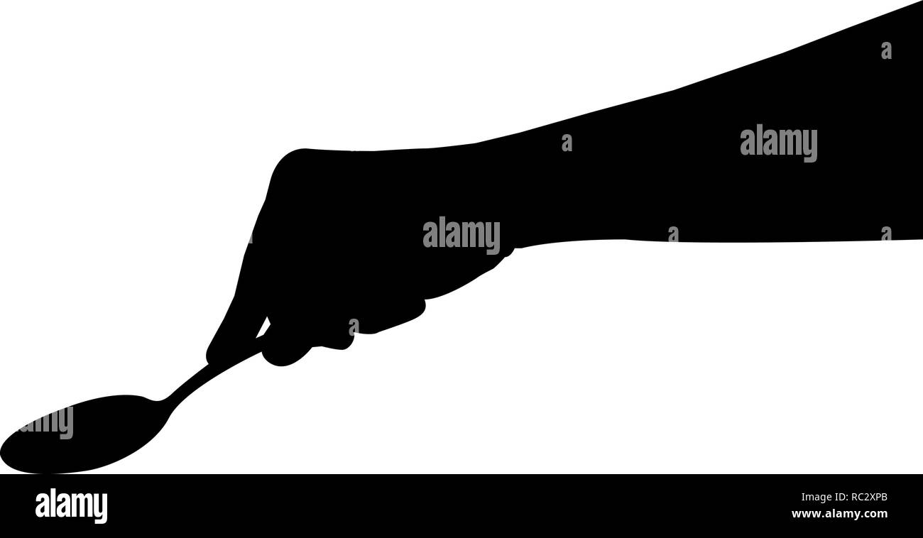 spoon in hand silhouette vector illustration, tablespoon Stock Vector