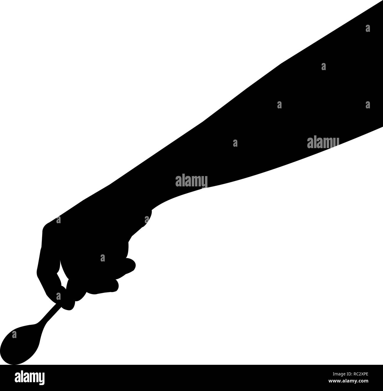 spoon in hand silhouette vector illustration, tablespoon Stock Vector