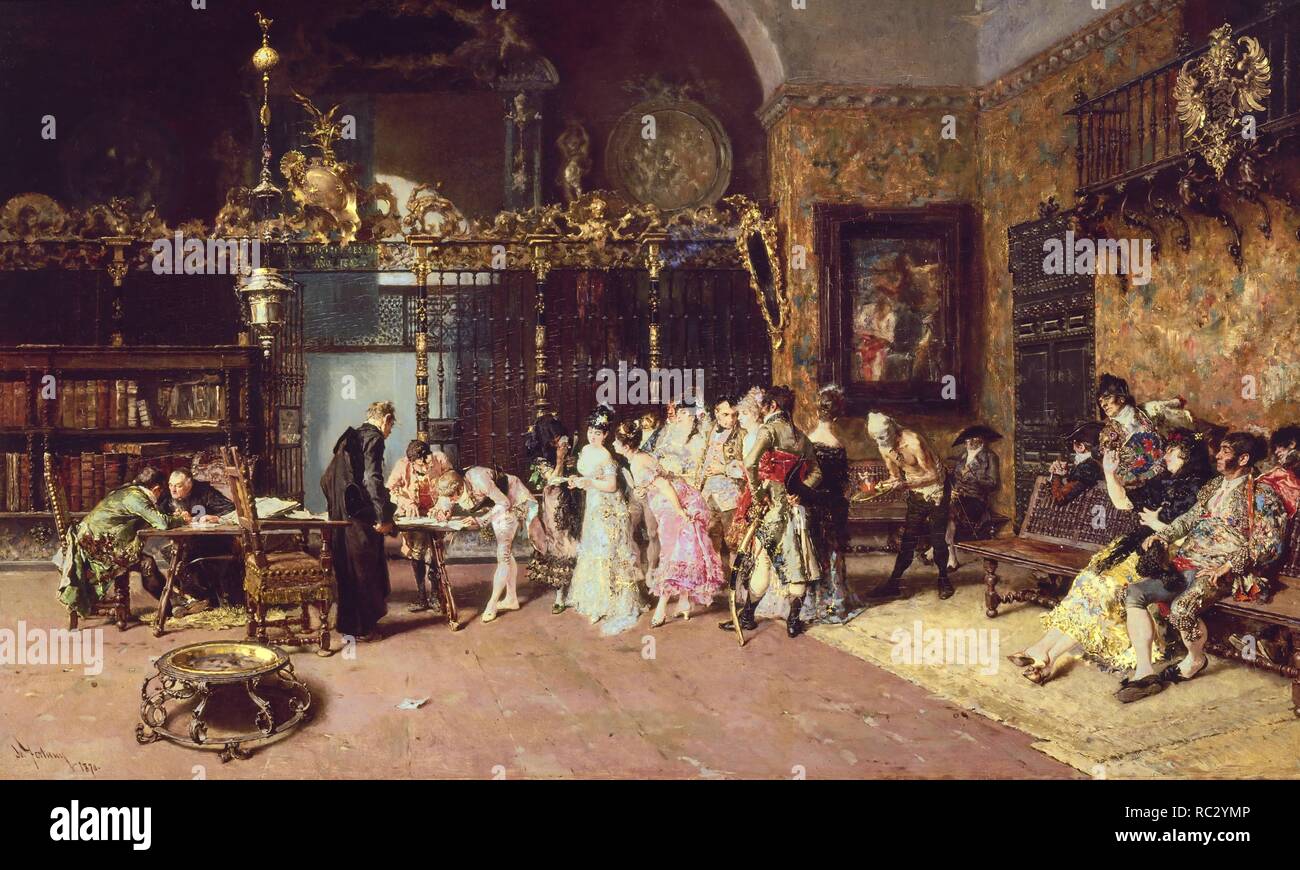 The Vicarage - 1870 - 60x93 cm - oil on canvas. Author: FORTUNY, MARIA. Location: MUSEUM OF MODERN ART. Barcelona. SPAIN. Stock Photo