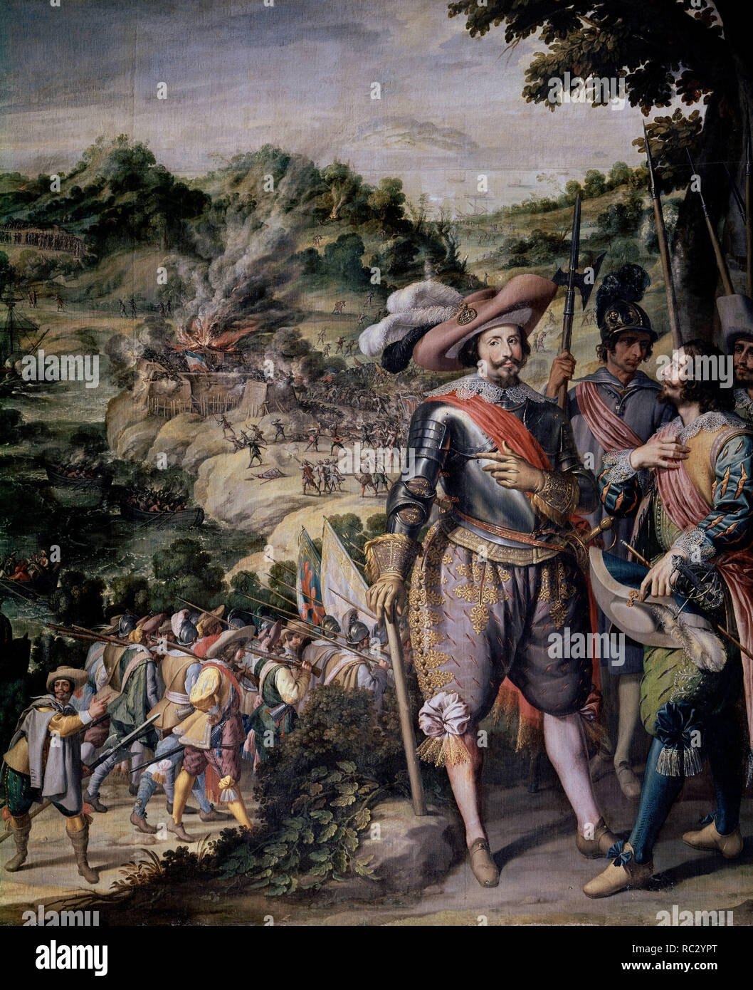 'The Recapture of the Island of San Cristobal' (detail), 1634, Oil on canvas, 297 cm x 311 cm, P00654. Author: CASTELO FELIX. Location: MUSEO DEL PRADO-PINTURA. MADRID. SPAIN. Stock Photo