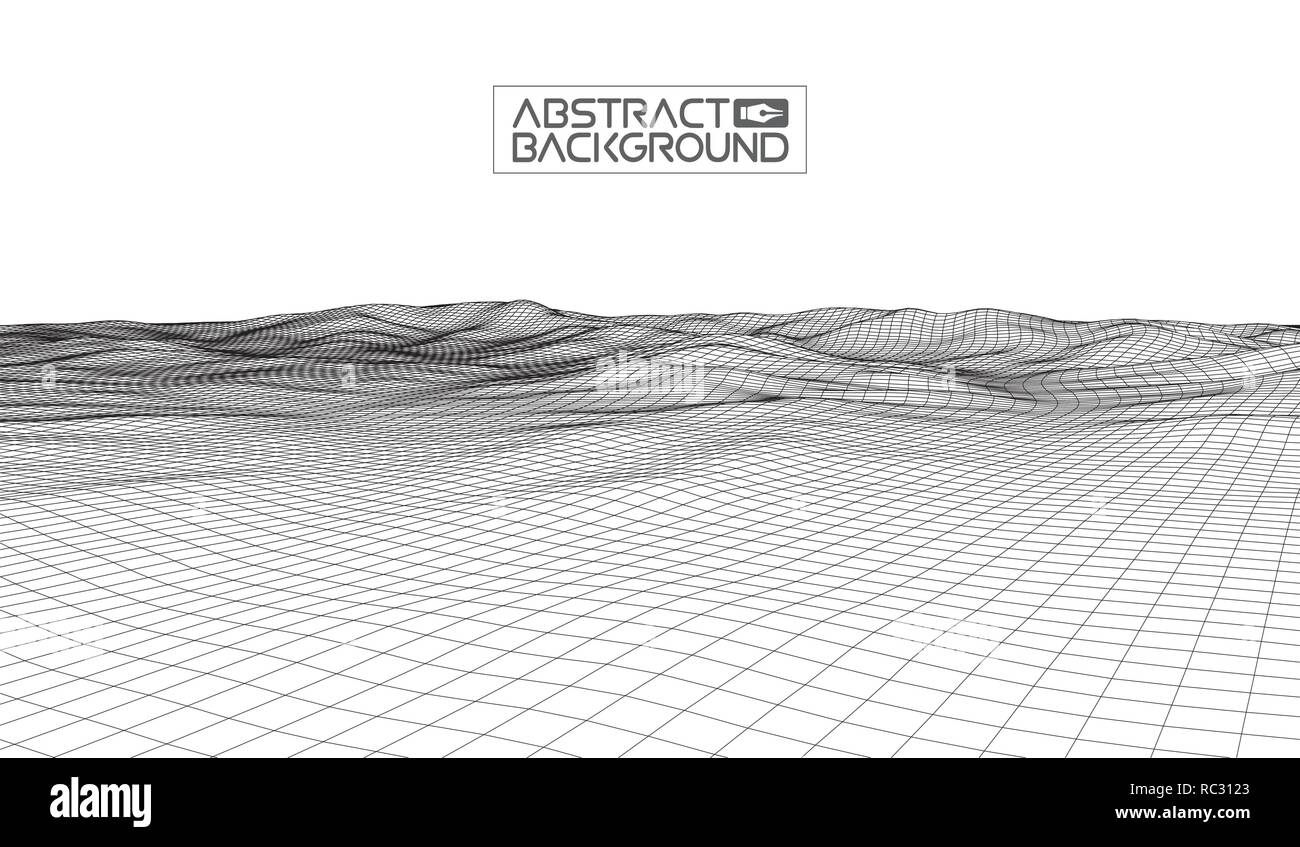 Abstract vector wireframe landscape background. Cyberspace grid. 3d ...
