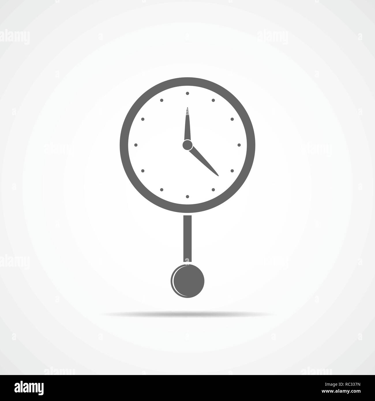 Clock icon in flat design. Vector illustration. Gray clock icon isolated on light background. Stock Vector