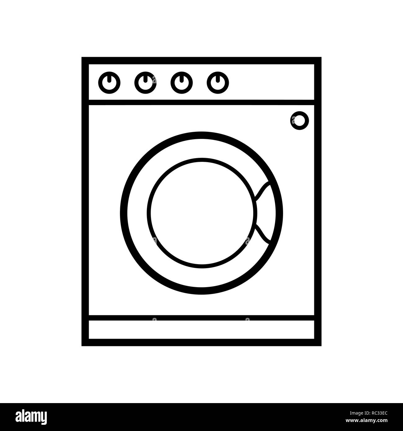 Washer icon in line design. Vector illustration. Washer machine, isolated on white background Stock Vector