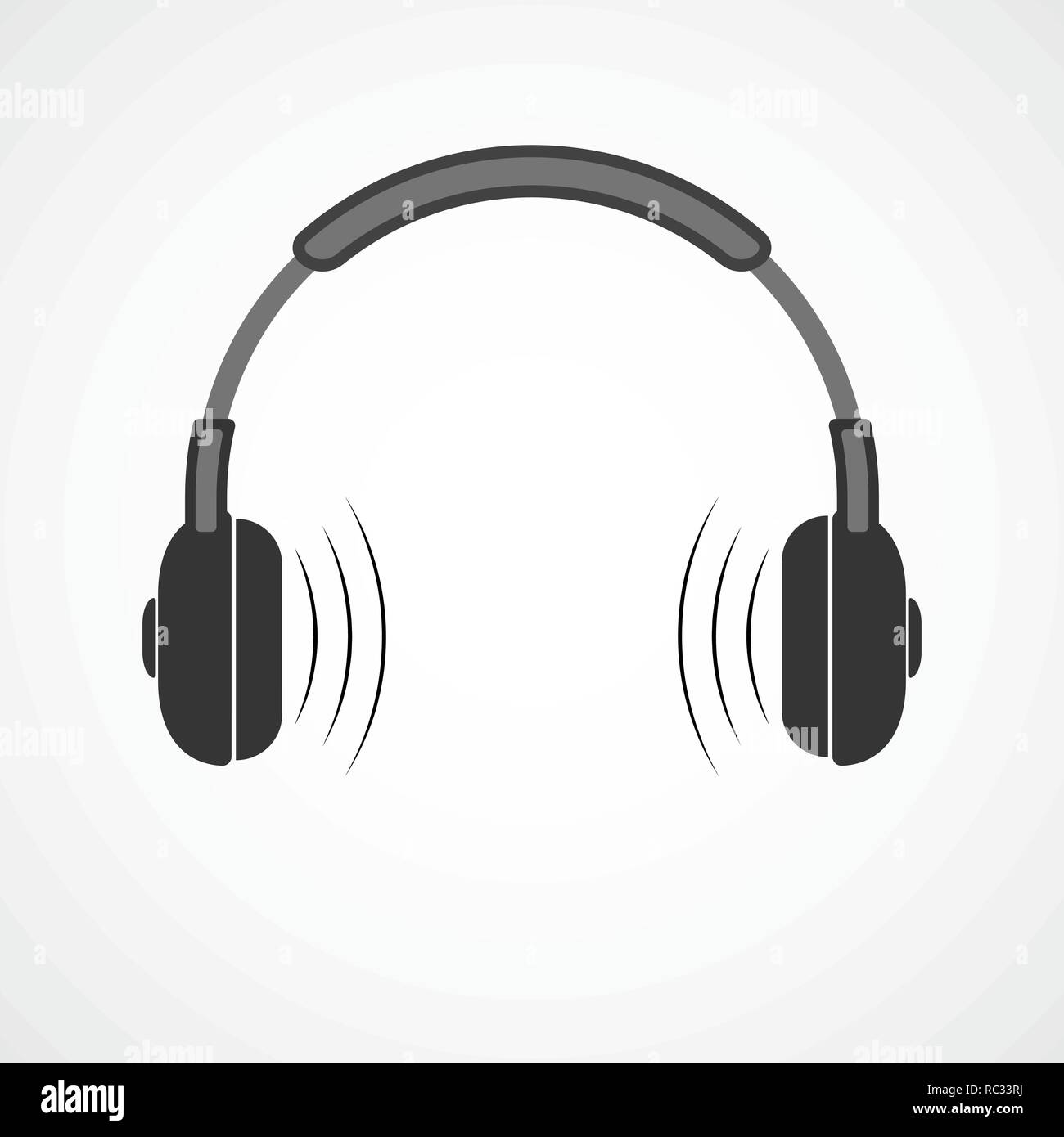 Black headphone icon, isolated on light background. Vector Illustration. Stock Vector