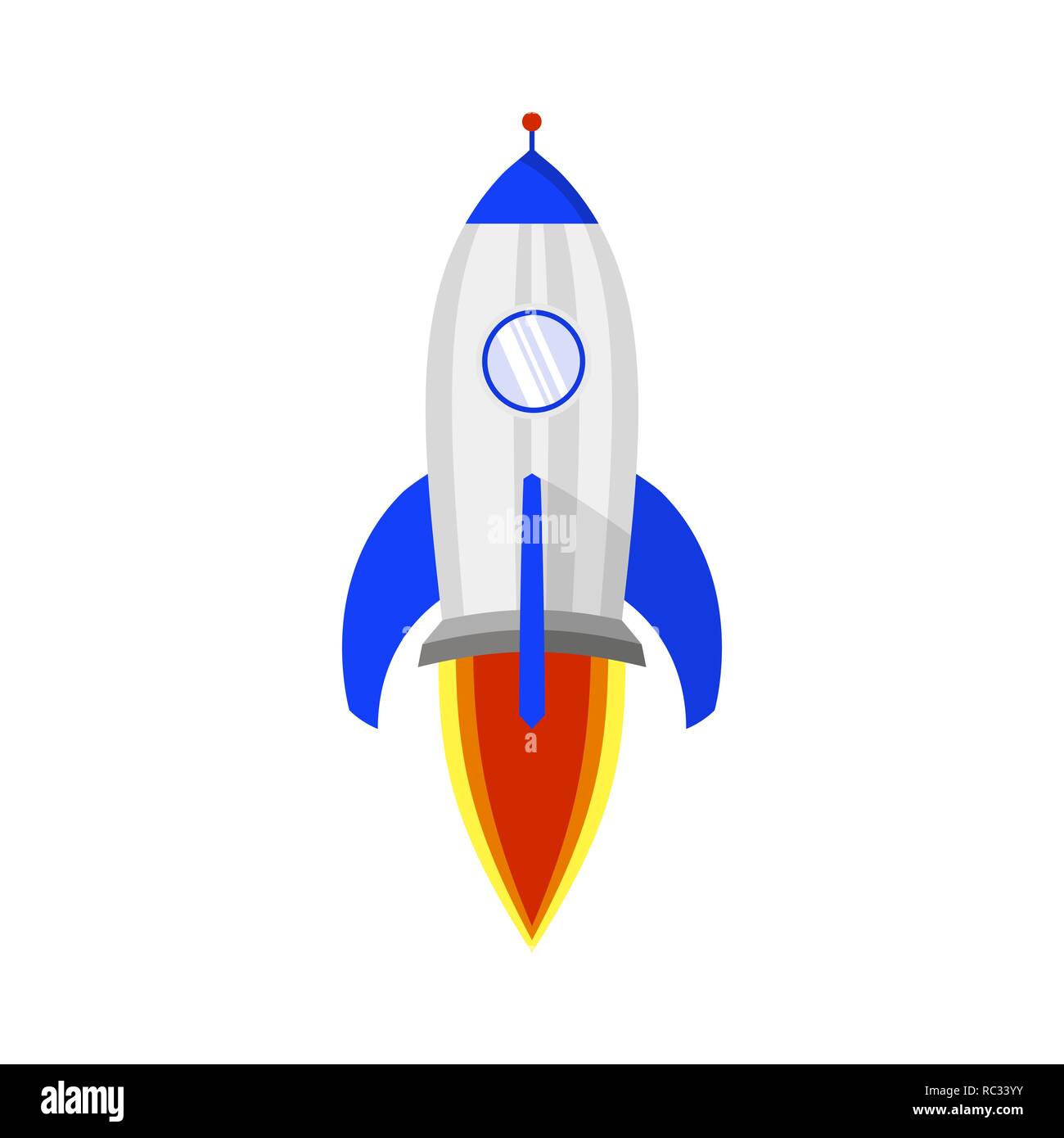 Colored Rocket Ship Icon In Flat Design Simple Spaceship Icon Isolated