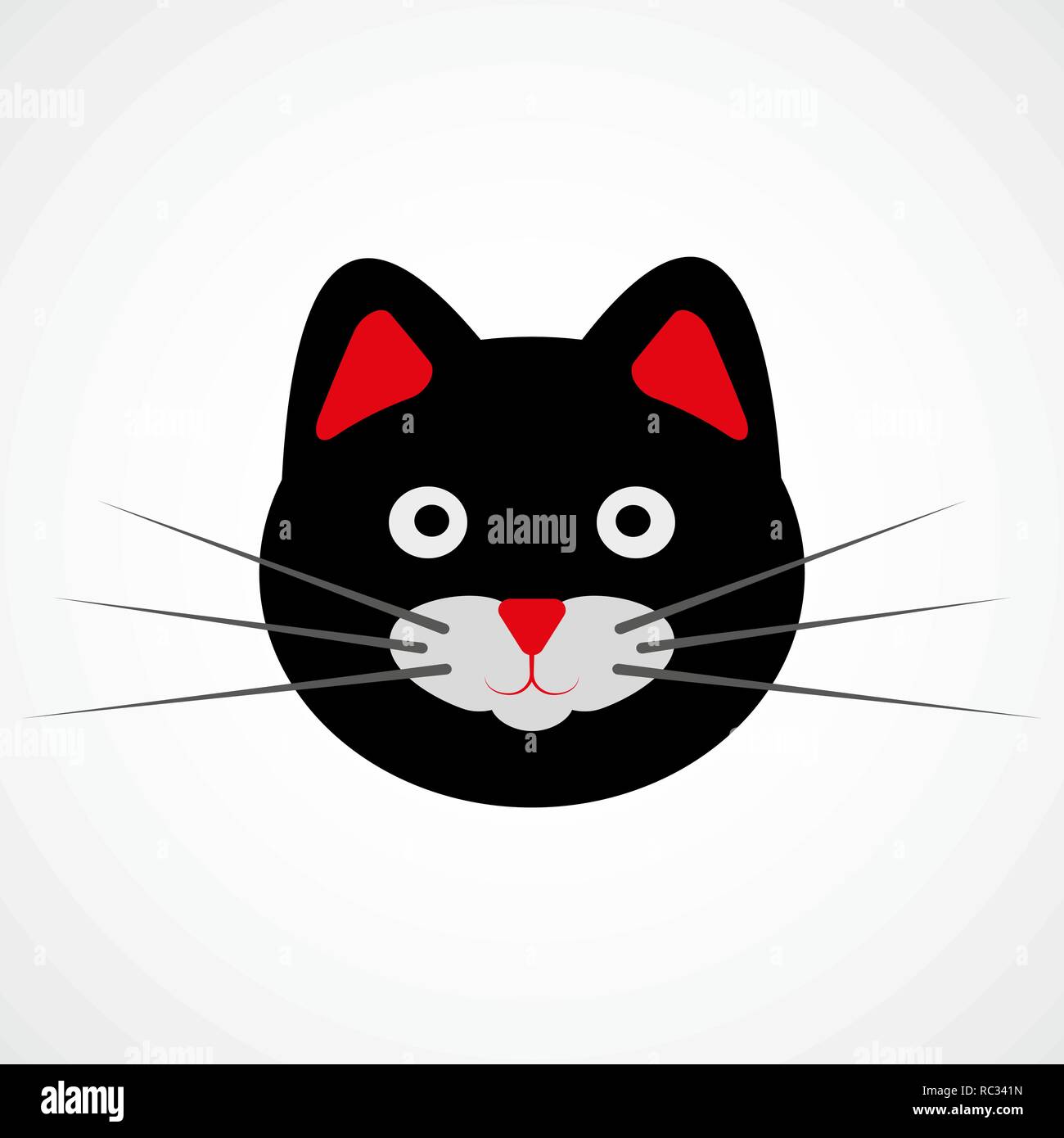 Cute cat icon set line kitten face head body Vector Image