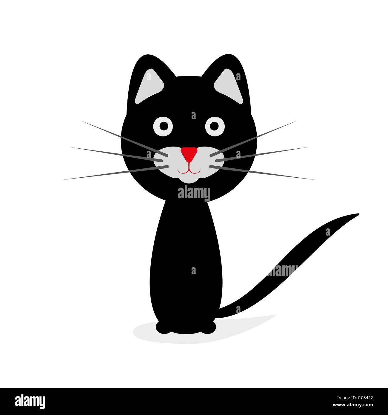 Cute cat icon in flat design. Vector illustration. The black cat icon Stock Vector