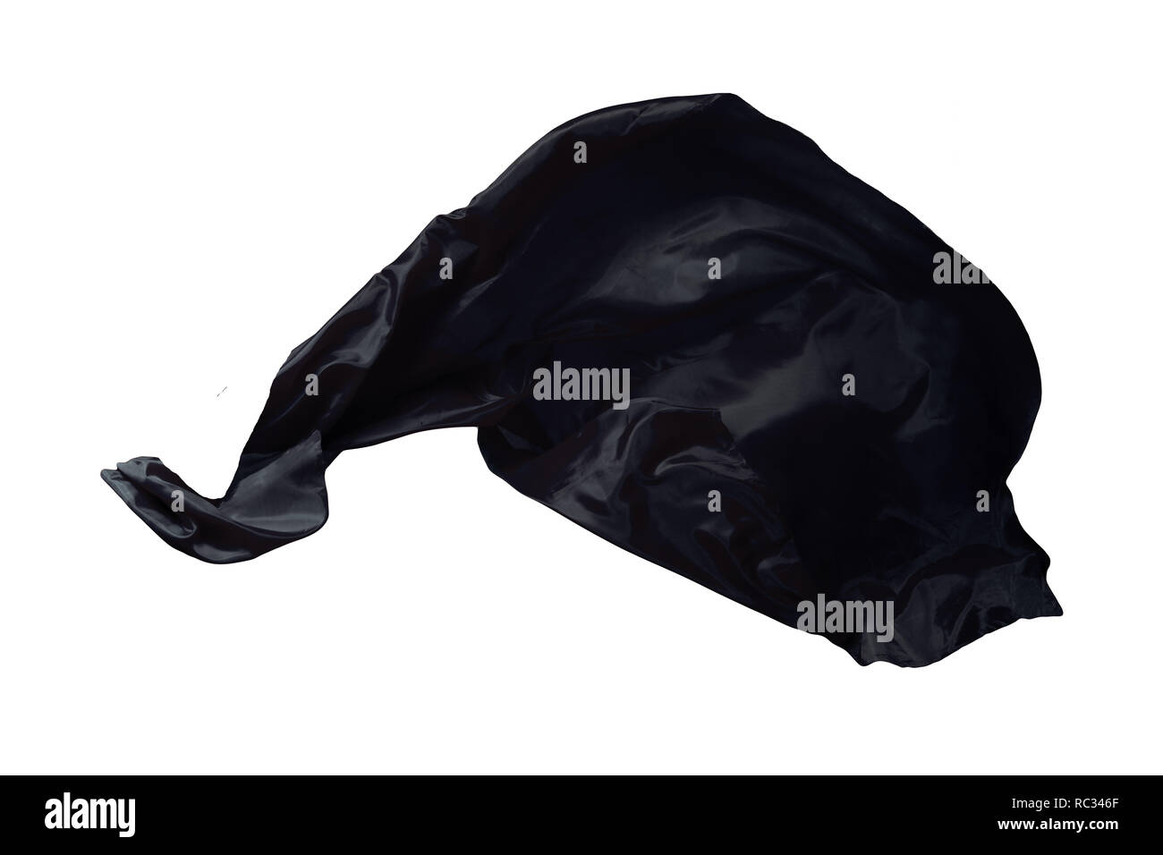 Abstract black flying fabric isolated on white background Stock Photo