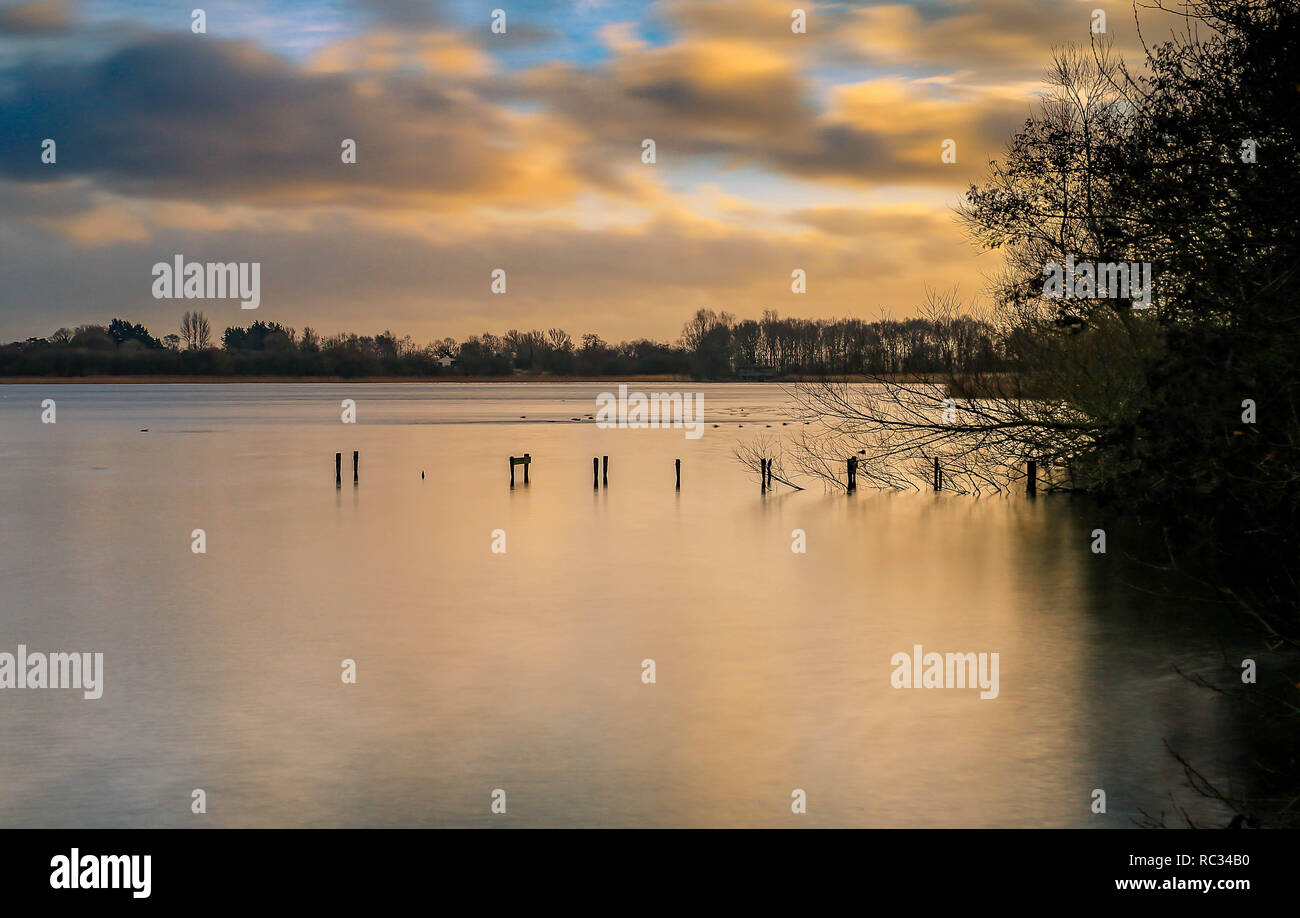 Long Exposure and Sunrise Lough Neagh Northern Ireland Stock Photo Alamy