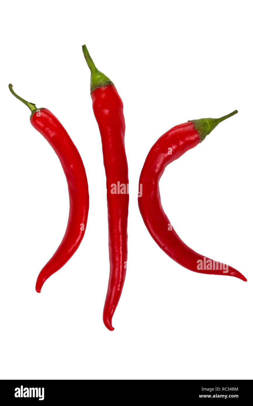 Red chili peppers isolated on a white background. Fresh vegetables ...