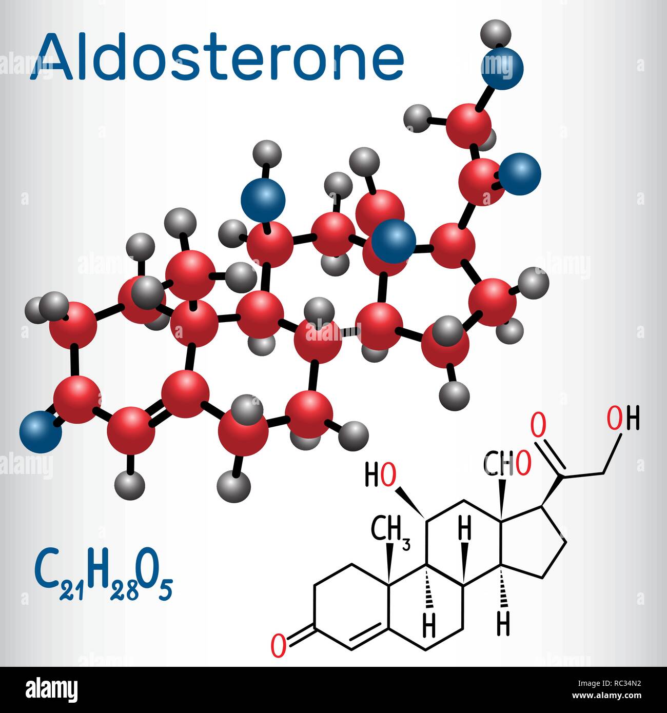 Aldosterone (steroid hormone) structural chemical formula and
