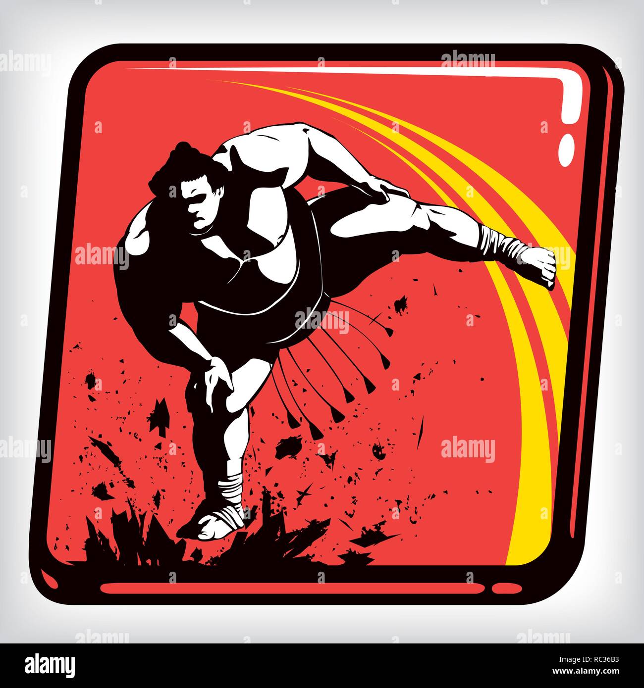 Dynamic icon of martial art sumo Stock Vector