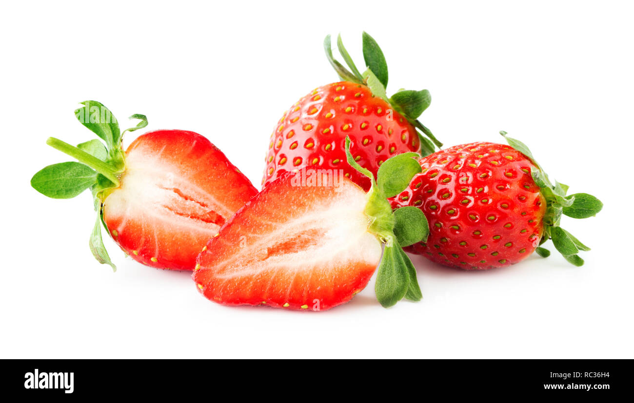 fresh ripe strawberry fruits isolated on white background Stock Photo ...