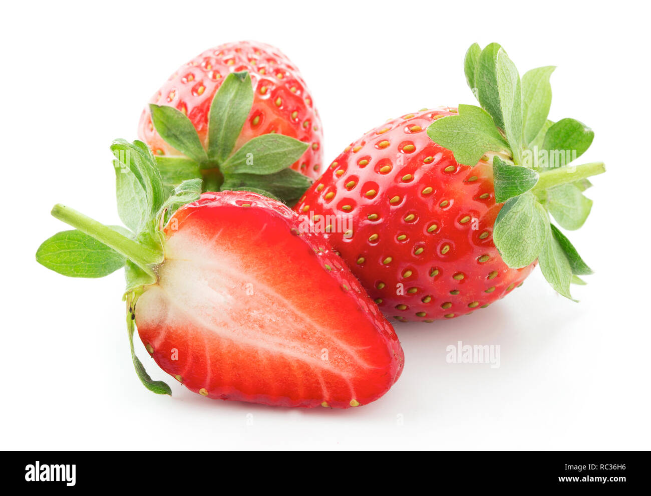 fresh ripe strawberry fruits isolated on white background Stock Photo ...