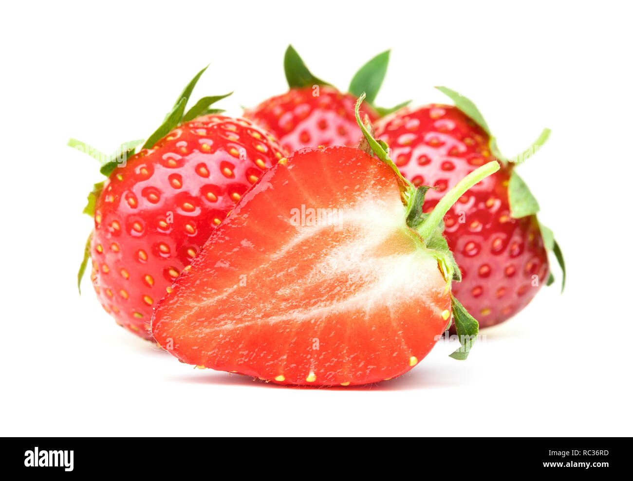 fresh ripe strawberry fruits isolated on white background Stock Photo ...