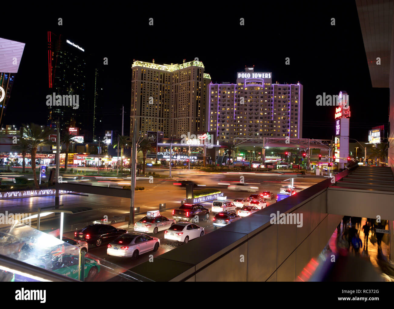 Las Vegas Boulevard famously known as the strip lit up in the evening