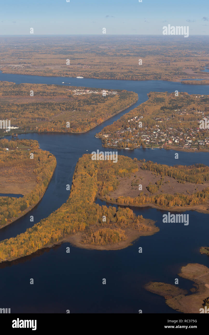 Moscow canal near the Sheremetyevo International Airport: waterway network Stock Photo