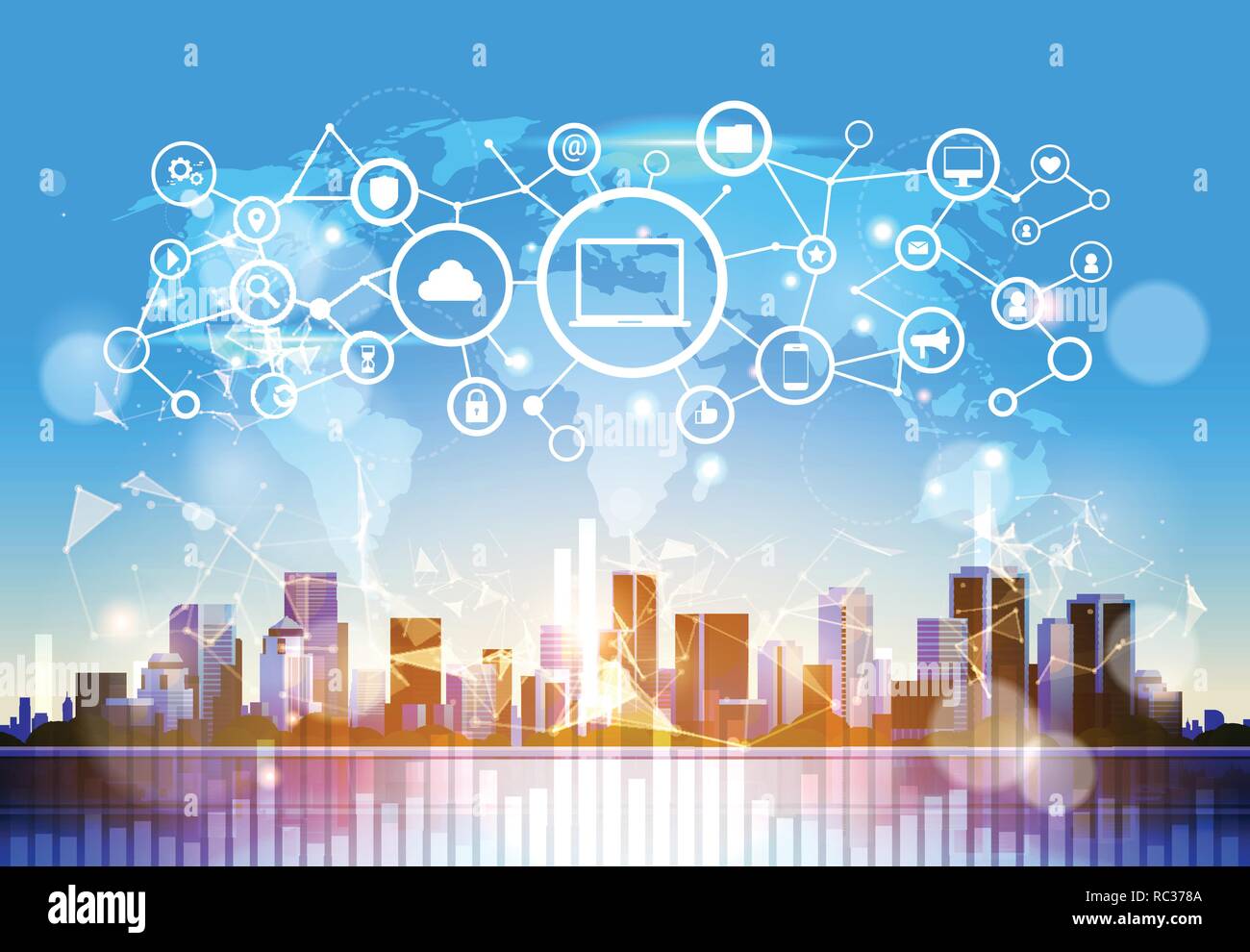 social media communication internet network global connection ...