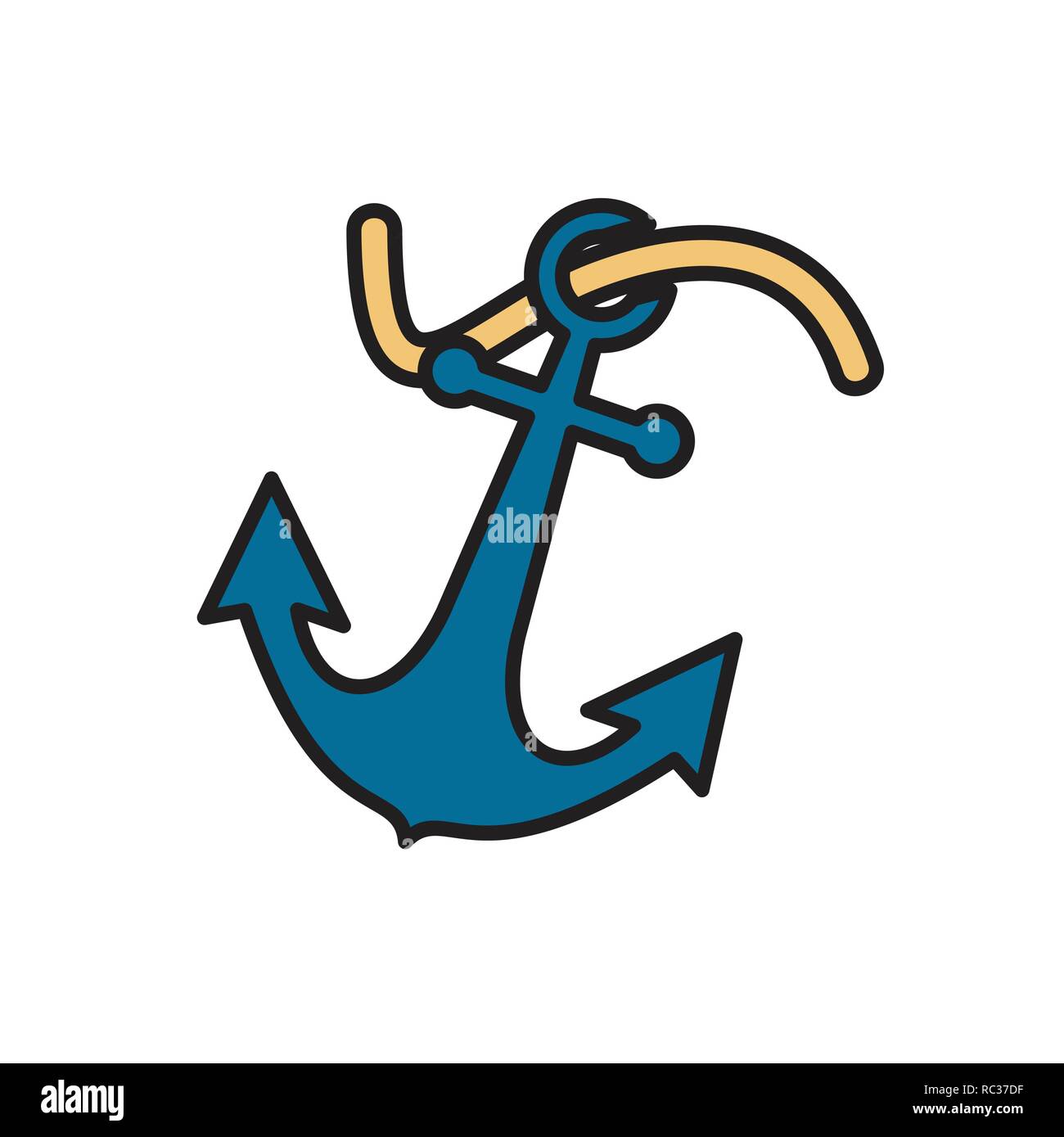 Anchor color outline icon on white background for graphic and web