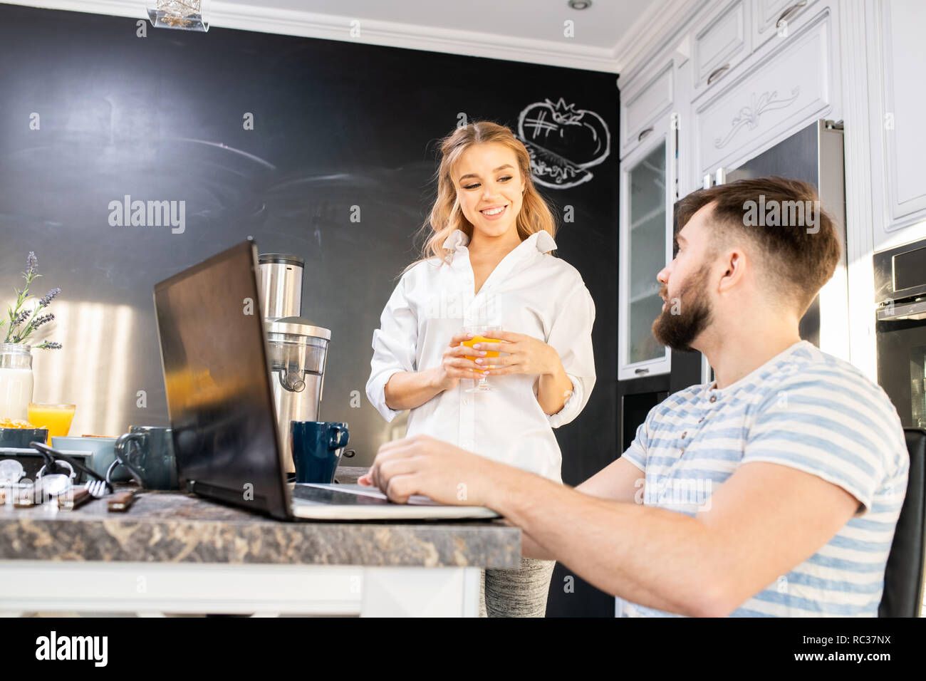 Young Couple in Morning Stock Photo