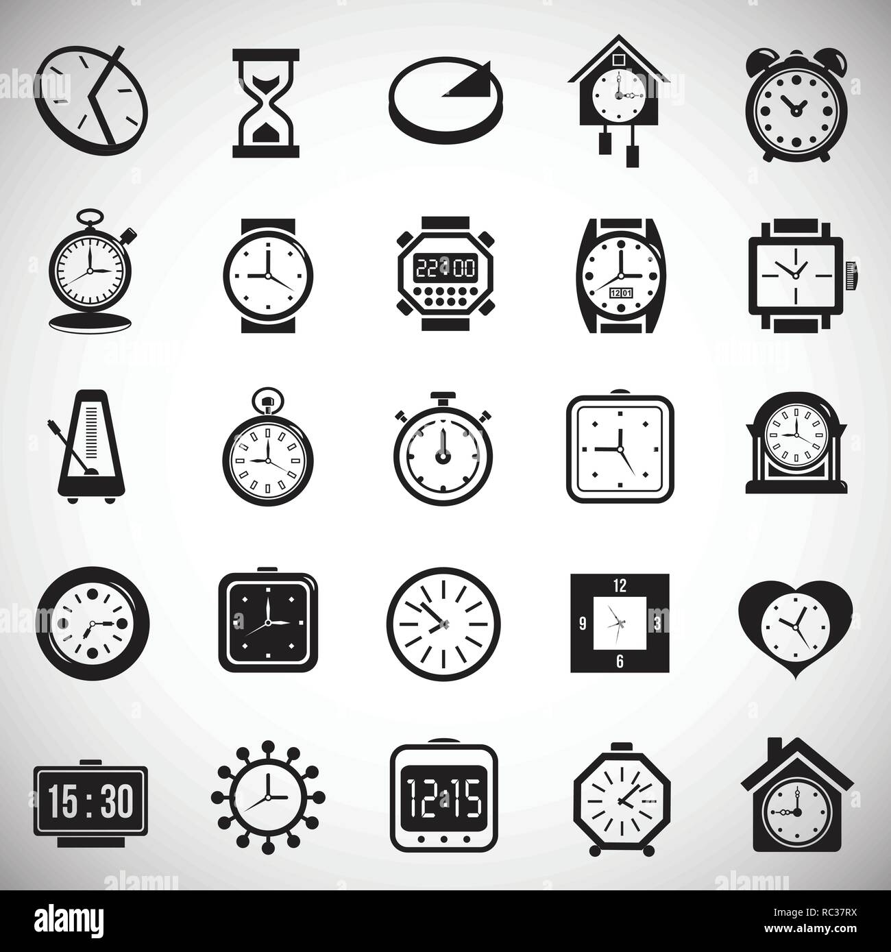 Time icons set on white background for graphic and web design, Modern ...