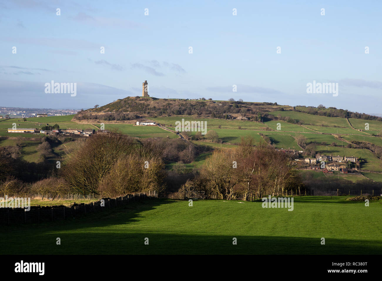 Castle hill and the victoria tower viewed from farnley tyas hires