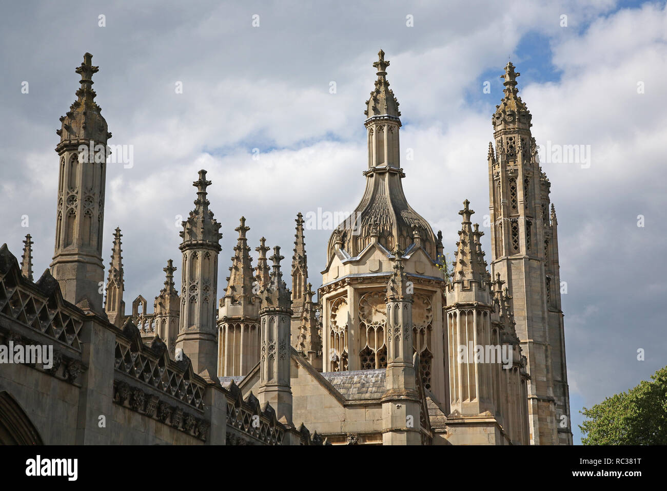 Spires of King's College, university city of Cambridge, Cambridgeshire, England Stock Photo