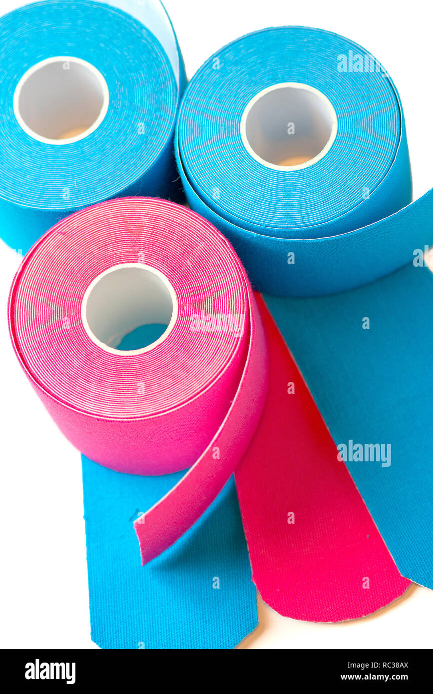 terapeutic self adhesive tapes, taping kinesiologico Stock Photo