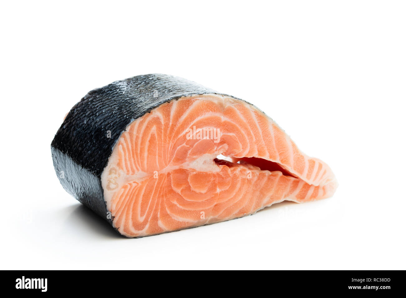 Steak fresh salmon isolated on white Stock Photo - Alamy
