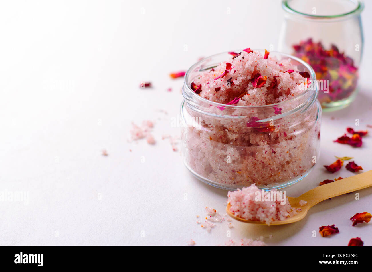 Natural Rose Sugar Scrub, Homemade Cosmetics, Body Spa Treatment Stock