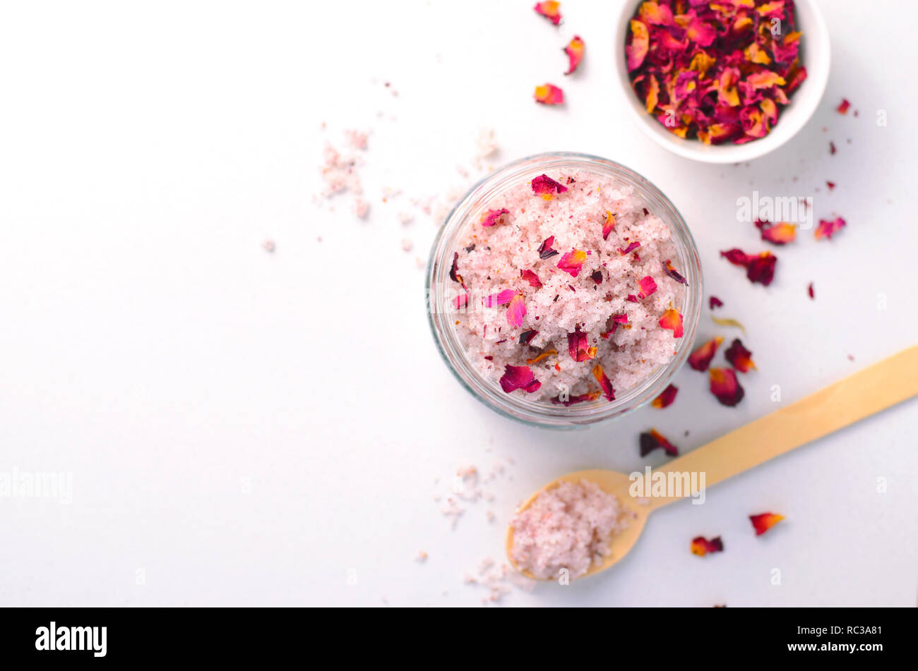 Natural Rose Sugar Scrub, Homemade Cosmetics, Body Spa Treatment Stock