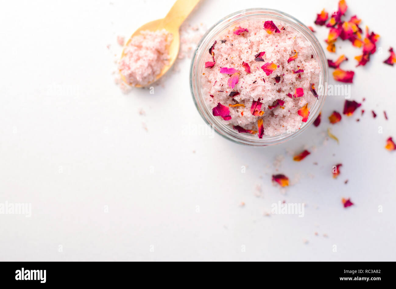 Natural Rose Sugar Scrub, Homemade Cosmetics, Body Spa Treatment Stock