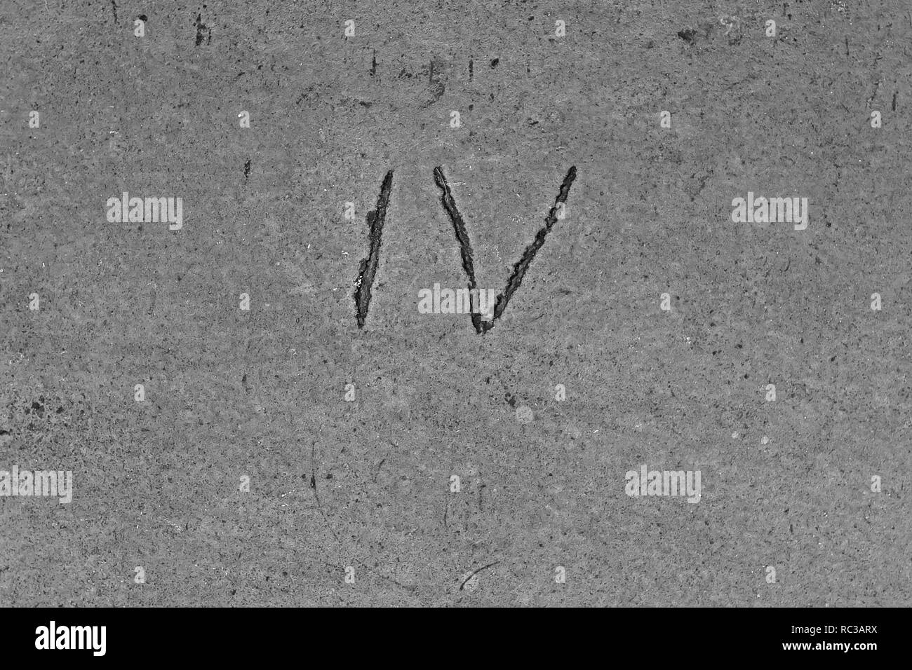 texture roman number IV house wall Stock Photo