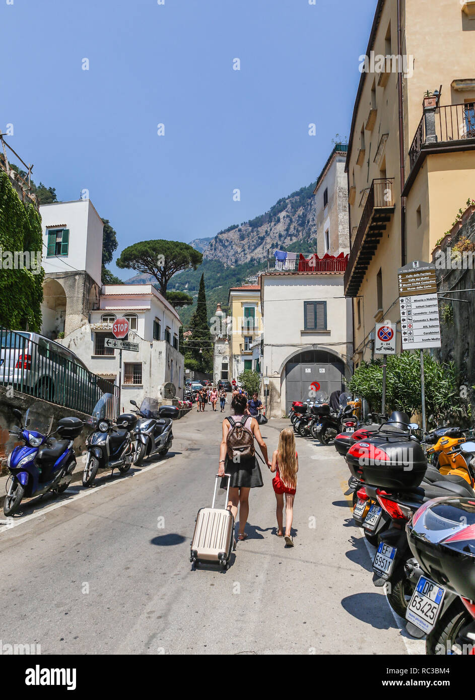 Street scene with street Via Cardinale Marino del Giudice and houses in the  picturesque Amalfi, on the wonderful Amalfi Coast, Italy Stock Photo - Alamy