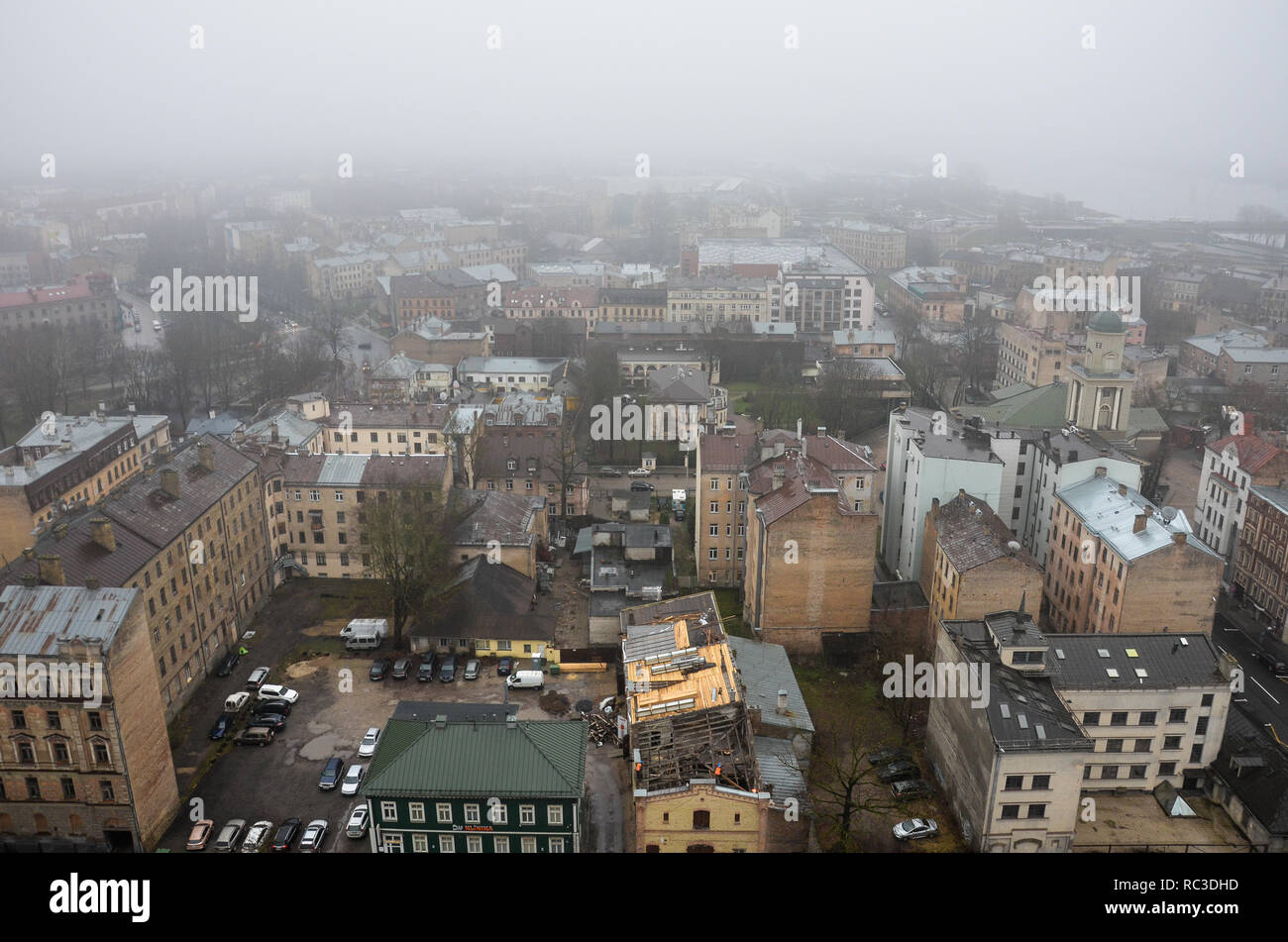 View of facing southeast from the observation deck of the Latvian Academy of Sciences, Riga, Republic of Latvia, Baltics, December 2018 Stock Photo