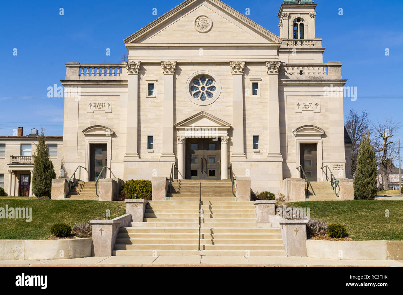 Entrance to the Queen Of The Holy Rosary Memorial Church on a beautiful