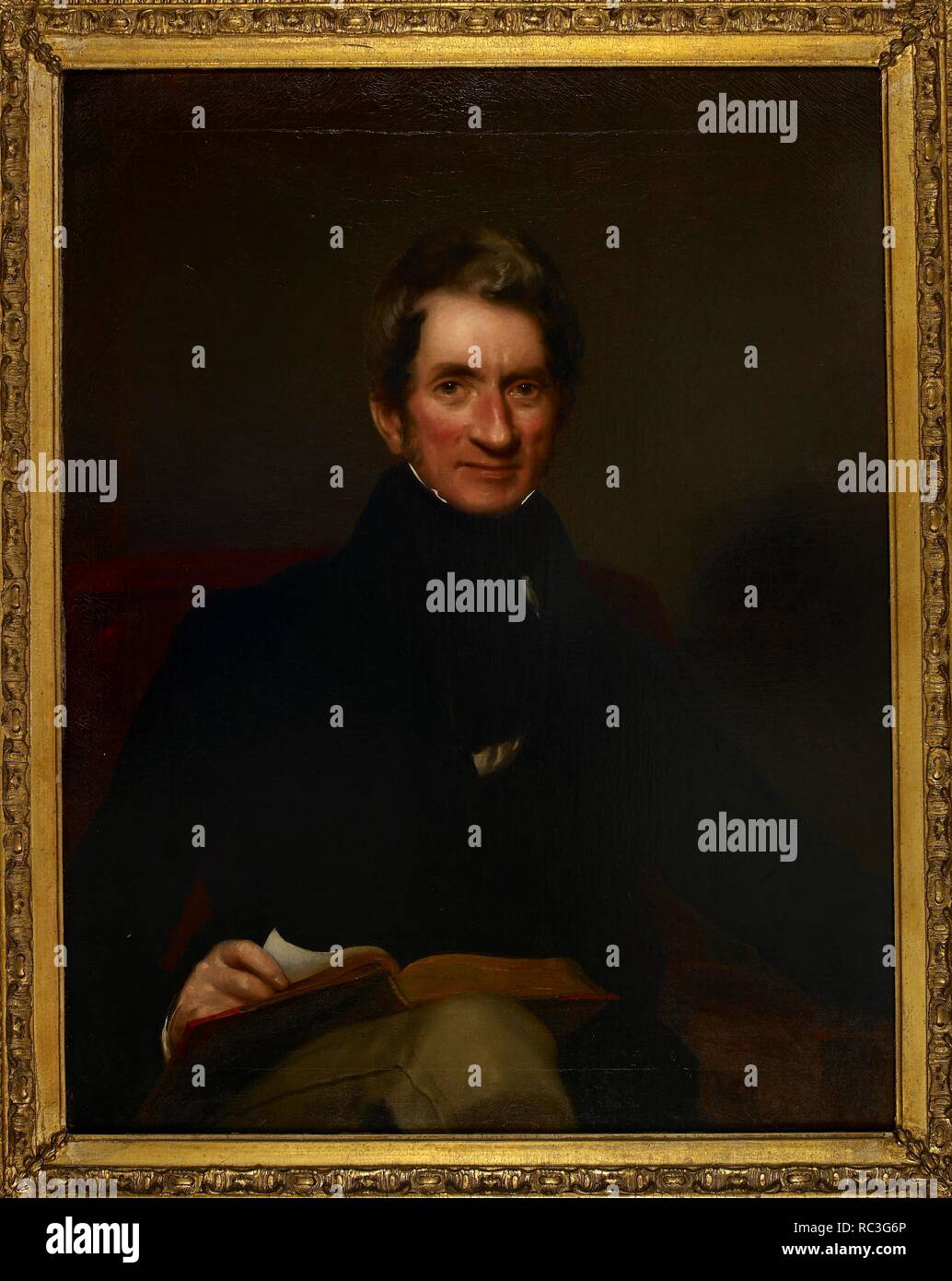 Portrait of Wigram Money. Portrait of Wigram Money (1784-1856), Bengal Civil Service, seated three quarter length looking to his right. oil paint canvas. Oil on canvas; 90 by 69.5 cm. 1840 - 1845 European school. British school. . Source: Foster 1052. Author: Sant, James. Stock Photo