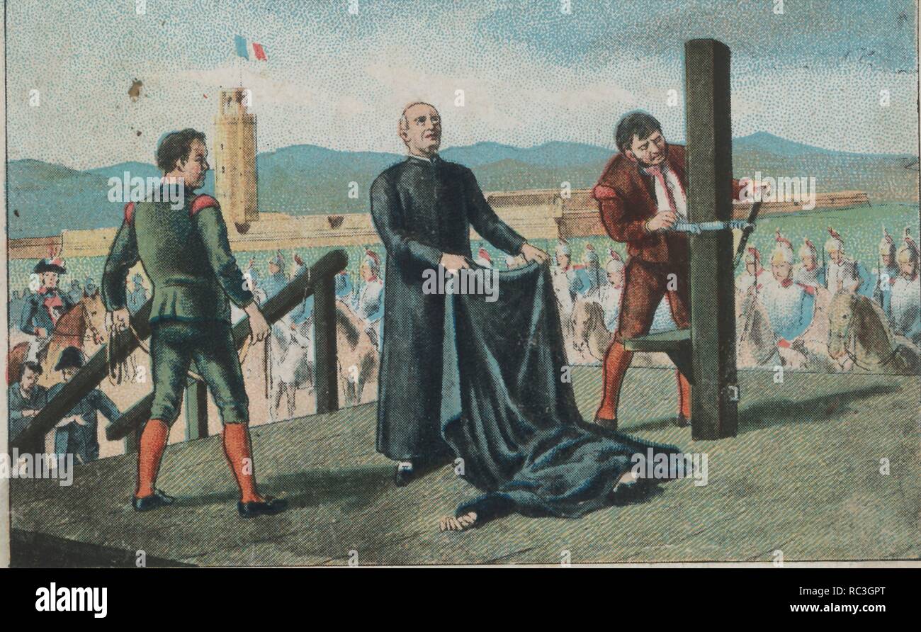 Guerra de la independencia. Año 1808. Ajusticiamiento del Padre Gallifa en Barcelona en 1809. Stock Photo