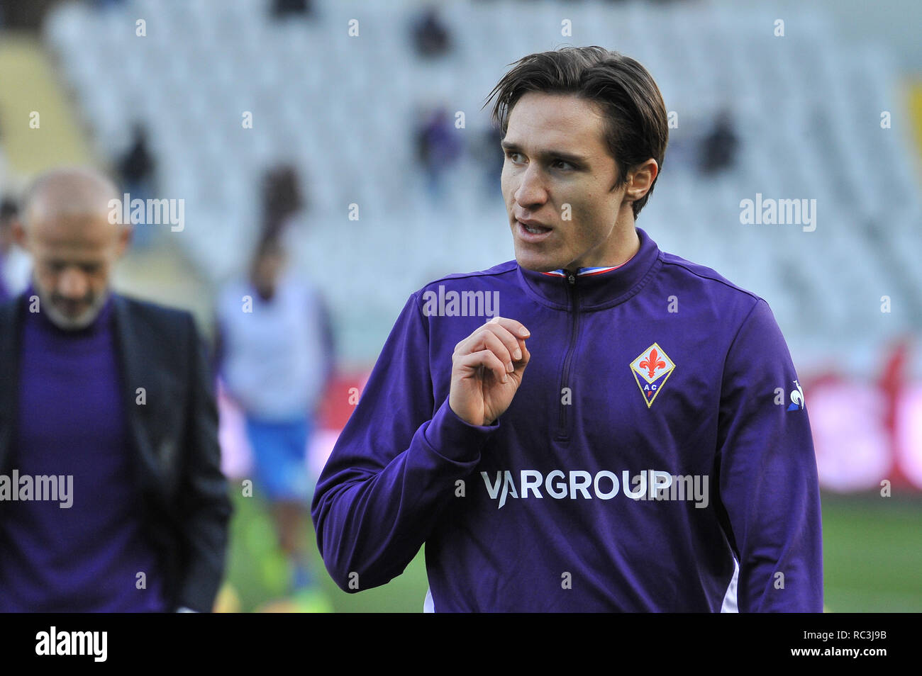 Turnin, Italy. 13th Janaury 2019. Federico Chiesa (ACF Fiorentina) during  the TIM CUP football match between TORINO FC and ACF FIORNTINA at Stadio  Grande Torino on 13th January, 2019 in Turin, Italy.