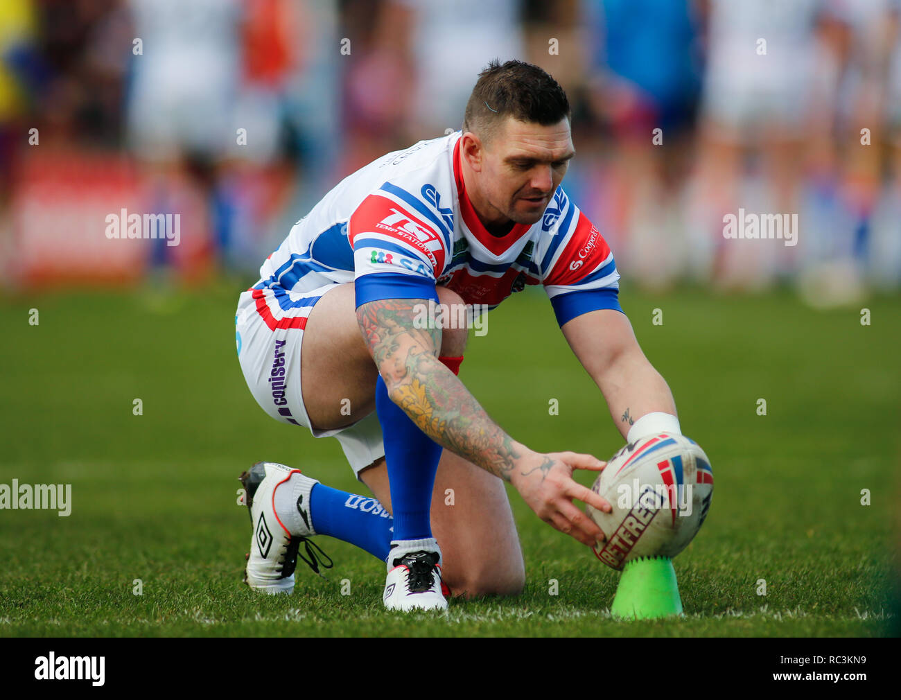 Wakefeild, West Yorkshire, UK. 13th Janaury 2019. The Mobile Rocket Stadium, Belle Vue, Wakefield, West Yorkshire, UK, 13th January 2019   Danny Brough of Wakefield Trinity Wildcats vs Hull FC during Danny Kirmond and Danny Washbrook's Testimonial match    Credit: Touchlinepics/Alamy Live News Credit: Stephen Gaunt/Alamy Live News Stock Photo