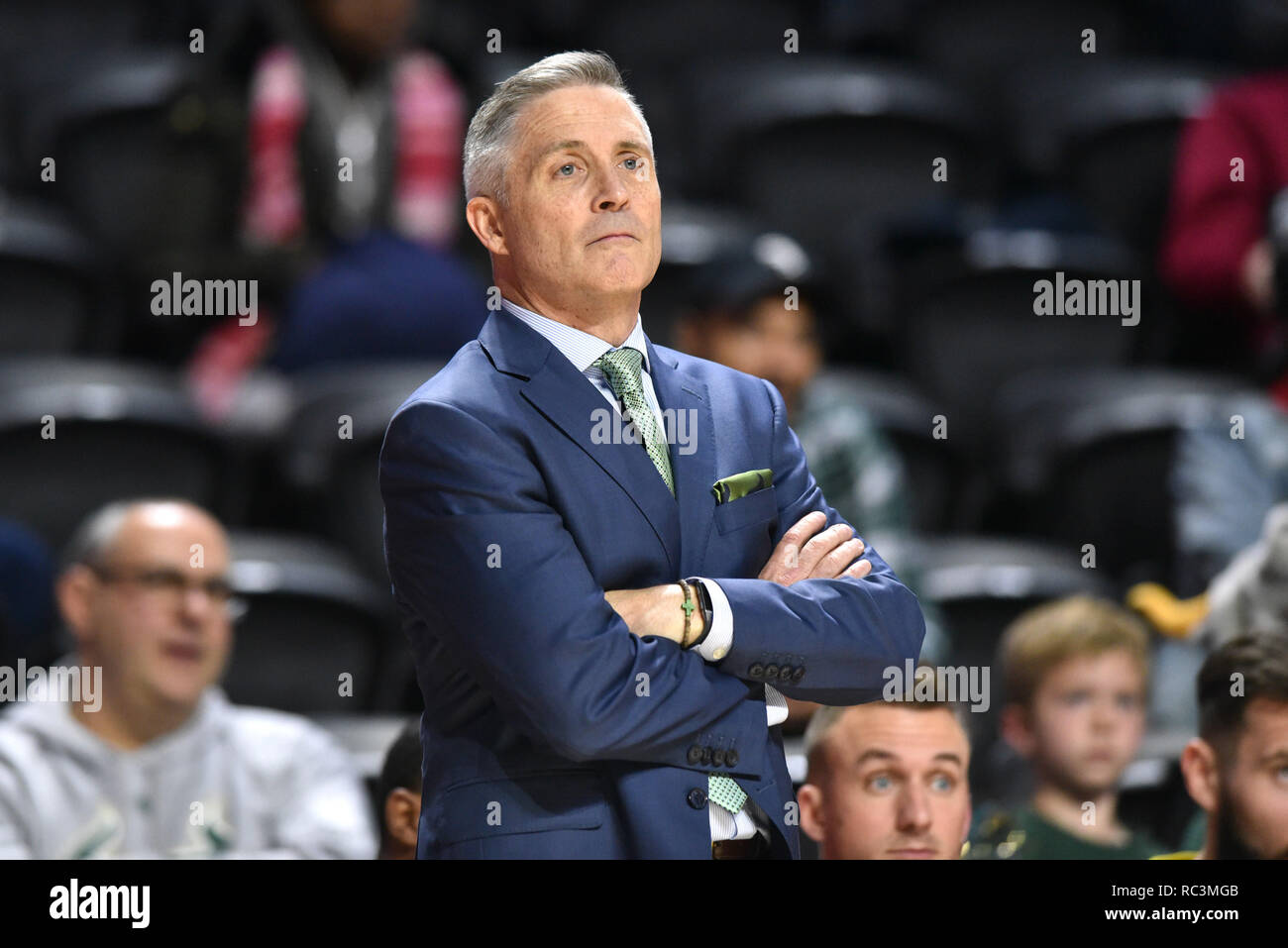 Philadelphia, Pennsylvania, USA. 12th Jan, 2019. South Florida Bulls head coach BRIAN GREGORY shown during the American Athletic Conference basketball game played at the Liacouras Center in Philadelphia. Temple beat USF in overtime 82-80 Credit: Ken Inness/ZUMA Wire/Alamy Live News Stock Photo